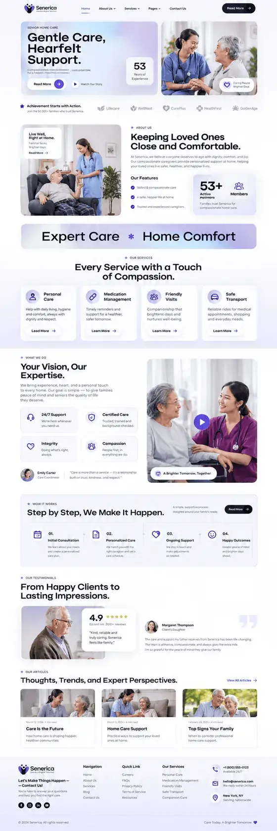 Mockup halaman penuh template website perawatan lansia