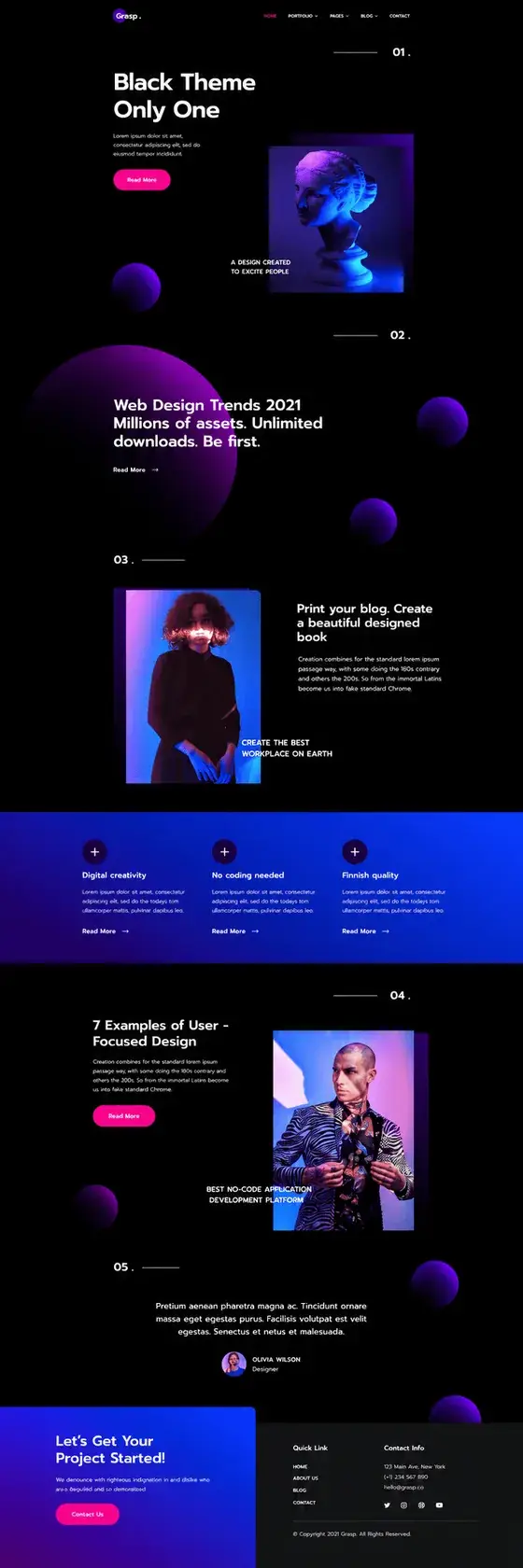 Mockup halaman penuh template website portofolio kreatif