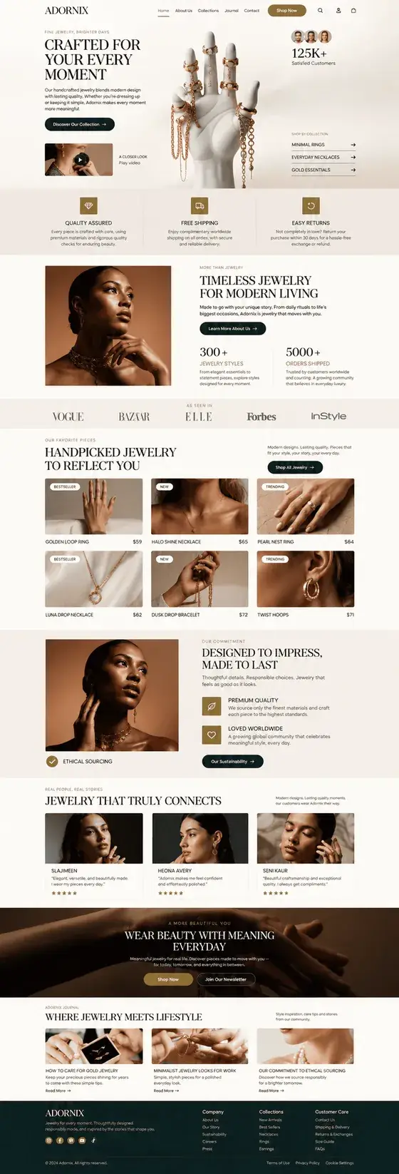 Mockup halaman penuh template website toko perhiasan